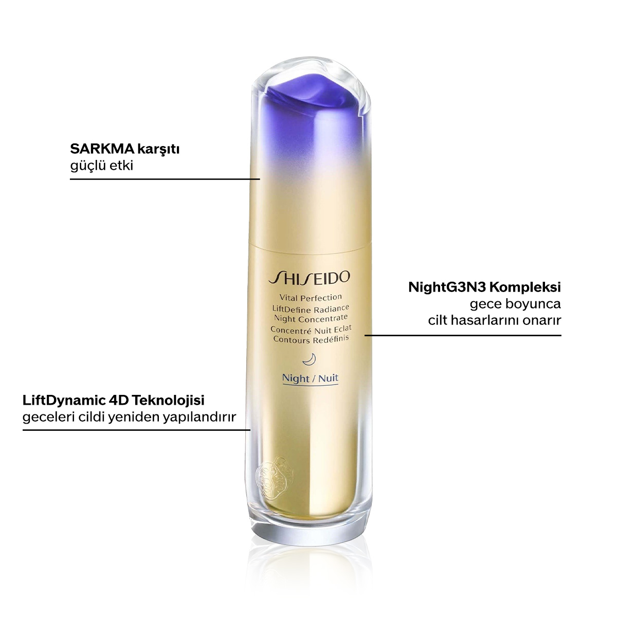 SHISEIDO - VITAL PERFECTION LIFTDEFINE RADIANCE NIGHT CONCENTRATE - Cildi Sıkılaştıran ve Toparlayan Sarkma Karşıtı Gece Konsantresi