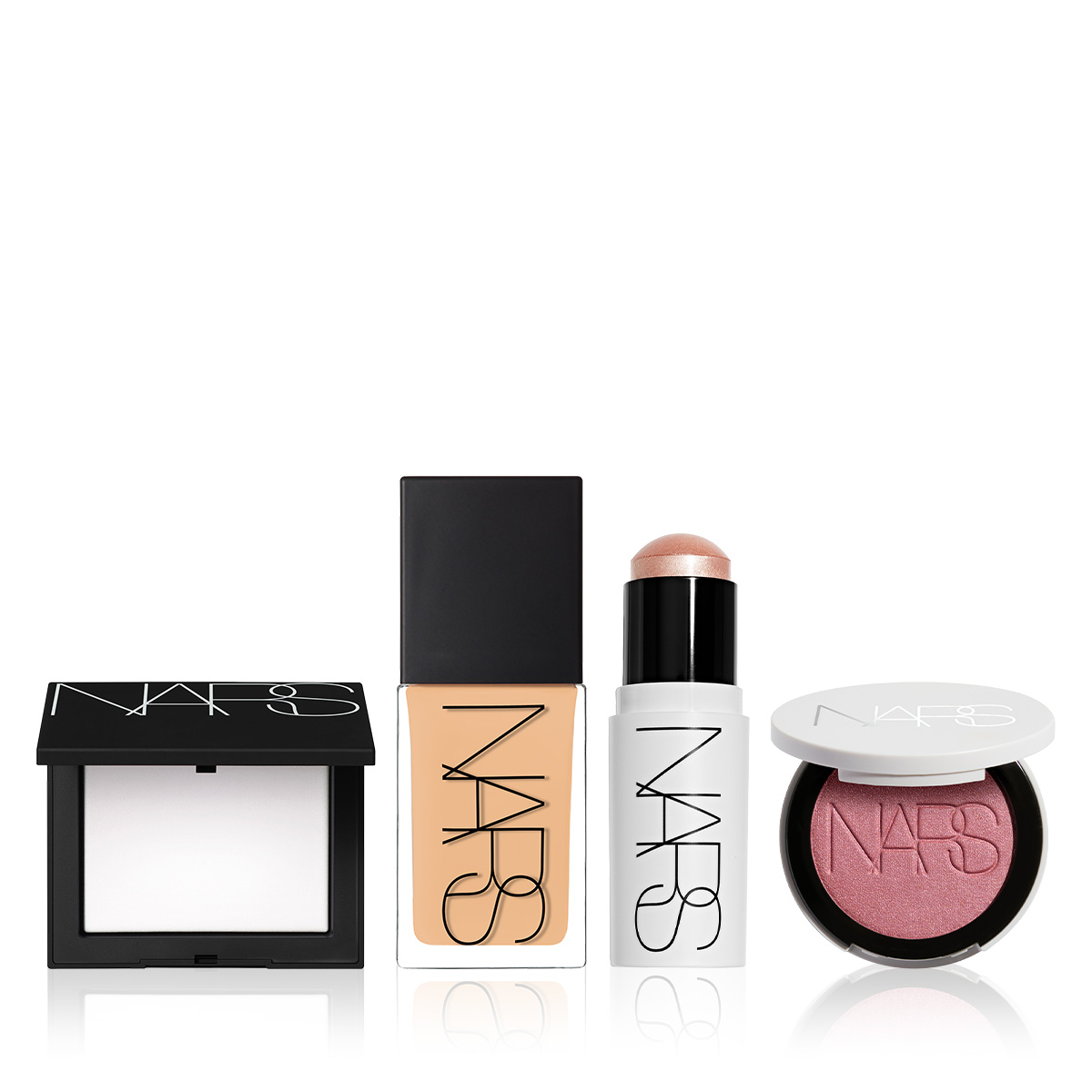 NARS - THE LIT-FROM-WITHIN BUNDLE - %70 Cilt Bakım İçerikli Fondöten, Çok Amaçlı Aydınlatıcı Stik, Yüksek Performanslı Aydınlatıcı Allık & Aydınlatıcı Etkili Transparan Sıkıştırılmış Pudra Seti