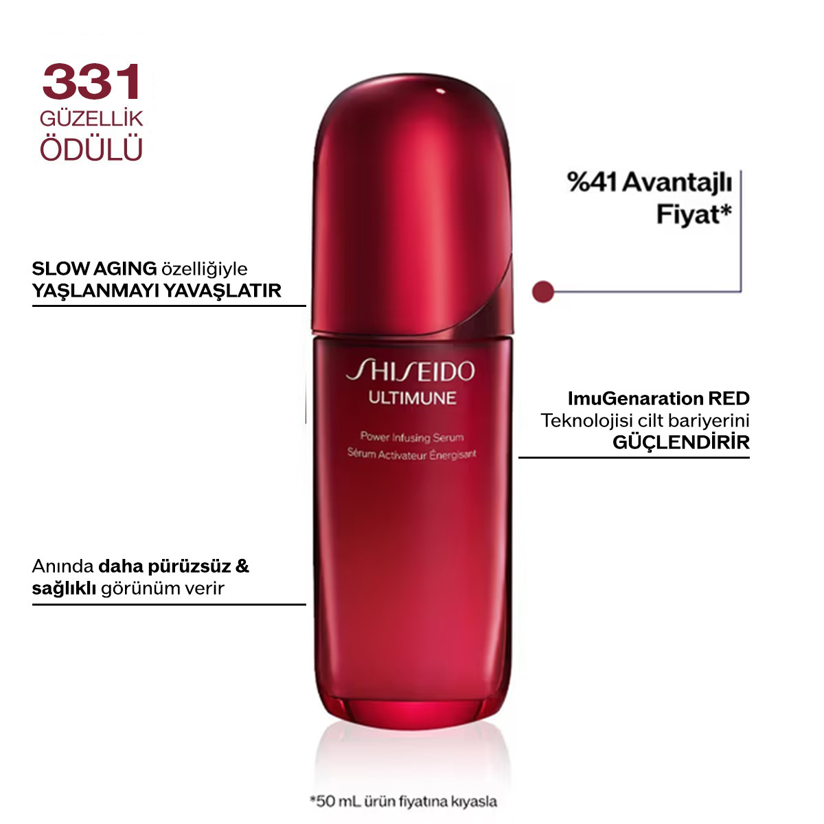 SHISEIDO - ULTIMUNE POWER INFUSING SERUM - Yaşlanmayı Yavaşlatan, Pürüzsüzleştirici Etkili & Cilt Bariyerini Güçlendiren Serum