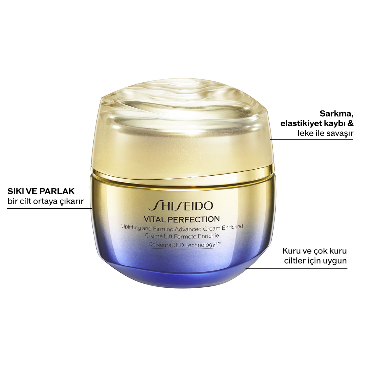 SHISEIDO - VITAL PERFECTION UPLIFTING AND FIRMING ADVANCED CREAM ENRICHED  - Cildi Sıkılaştıran, Toparlayan Yaşlanma Karşıtı Gelişmiş Bakım Kremi - Kuru/Çok Kuru Ciltler