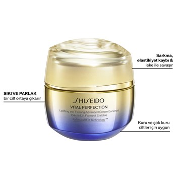 SHISEIDO - VITAL PERFECTION UPLIFTING AND FIRMING ADVANCED CREAM ENRICHED  - Cildi Sıkılaştıran, Toparlayan Yaşlanma Karşıtı Gelişmiş Bakım Kremi - Kuru/Çok Kuru Ciltler