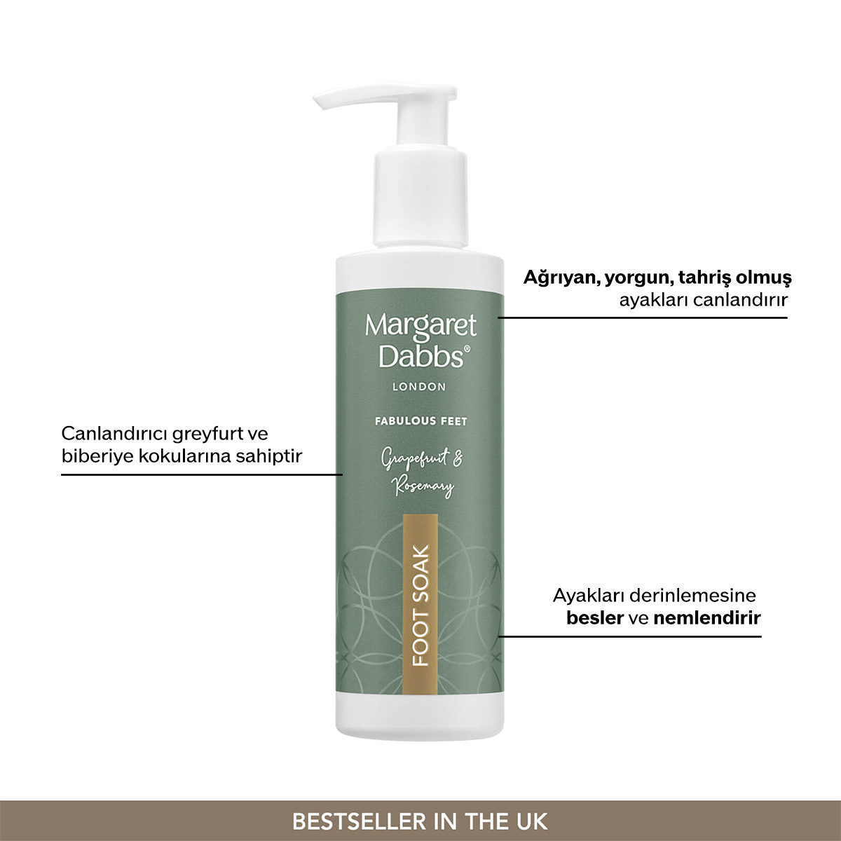 MARGARET DABBS LONDON - LIMITED EDITION FOOT SOAK WITH GRAPEFRUIT AND ROSEMARY - Sınırlı Sayıda Derinlemesine Besleyici, Canlandırıcı & Nemlendirici Sıvı Ayak Yıkama Jeli