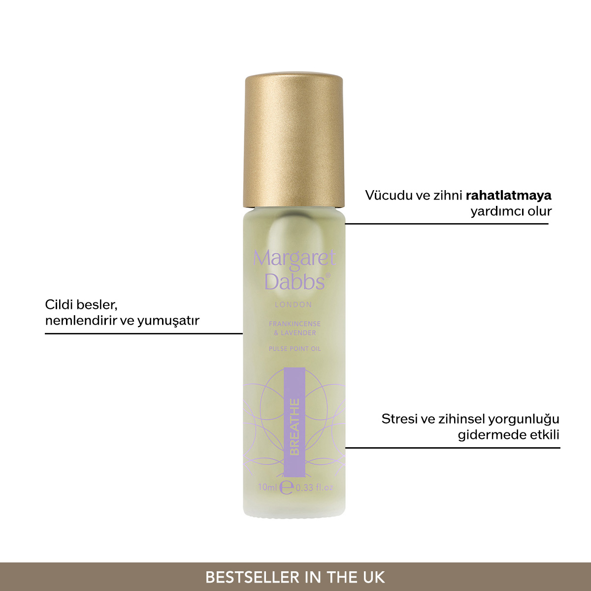 MARGARET DABBS LONDON - BREATHE PULSE POINT OIL FRANKINCENSE & LAVENDER - Sakinleştirici & Besleyici Yağ