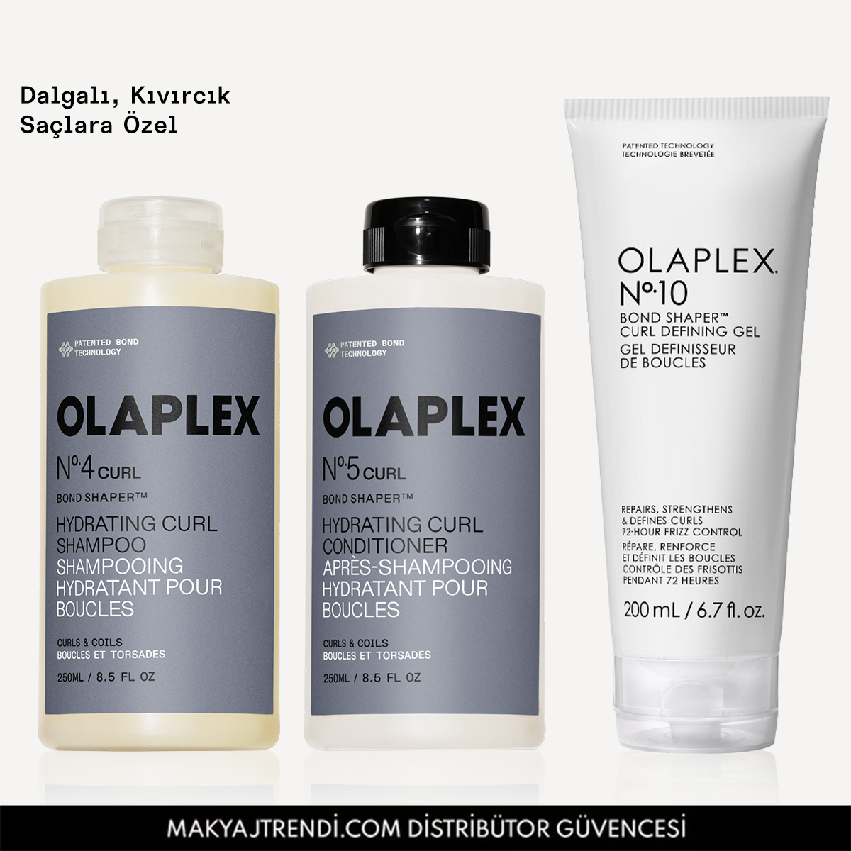 OLAPLEX - CURL HYDRATION & DEFINITION TRIO - Dalgalı, Kıvırcık Saçlar İçin Bukle Belirginleştirici Şampuan, Saç Kremi & Bukle Şekillendirici Jel Seti 