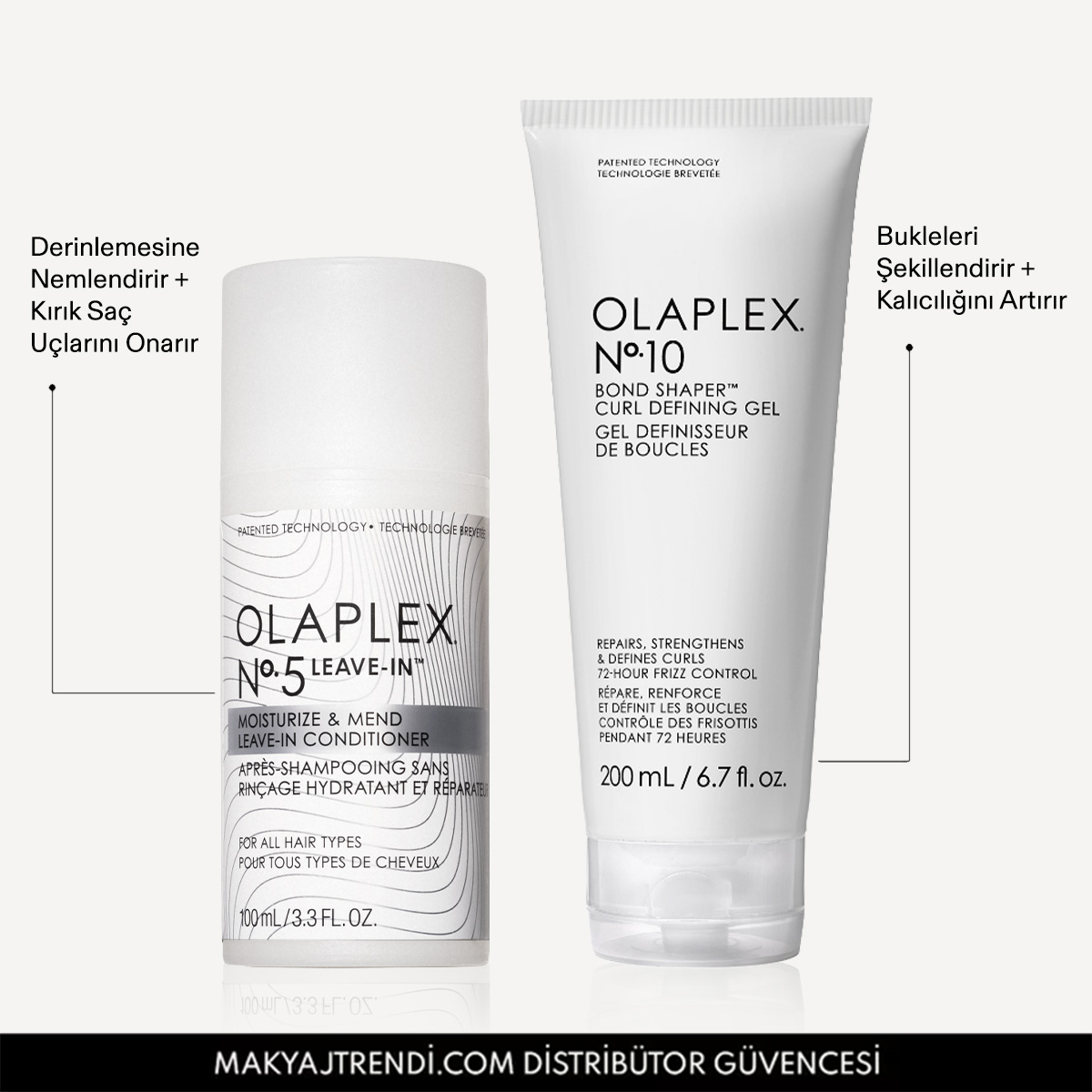 OLAPLEX - CURL DEFINE & MOISTURE DUO - Dalgalı, Kıvırcık Saçlar İçin Bukle Şekillendirici Jel & Bağ Güçlendirici Durulanmayan Saç Kremi Seti 