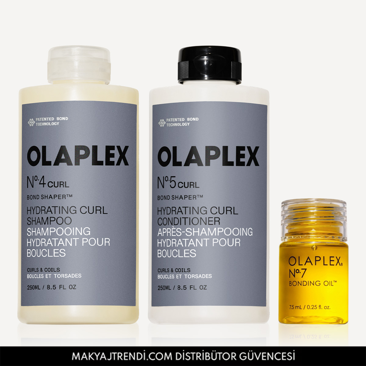 OLAPLEX - CURL CARE & SHINE TRIO - Dalgalı, Kıvırcık Saçlar İçin Bukle Belirginleştirici Şampuan, Saç Kremi & Bağ Güçlendirici Saç Bakım Yağı Seti 