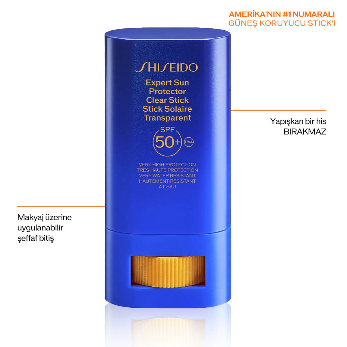SHISEIDO - EXPERT SUN PROTECTOR CLEAR STICK SPF50+ - %65 Cilt Bakım İçerikli, Transparan, Makyaj Üstüne Uygulanabilen Yüksek Güneş Koruyucu Şeffaf Stik
