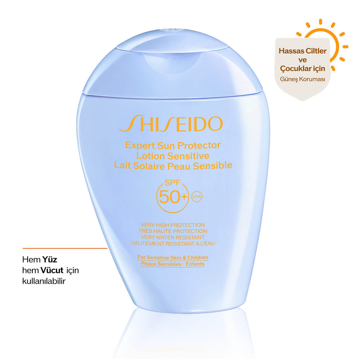 SHISEIDO - EXPERT SUN PROTECTOR LOTION SENSITIVE SPF50+ - %85 Cilt Bakım İçerikli Hassas Ciltler & Çocuklar İçin Suya ve Isıya Çok Dayanıklı Güneşe Karşı Koruyucu Losyon SPF50+