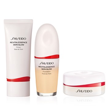 SHISEIDO - THE GLOW RITUAL BUNDLE - Cilde Bakım Yapan Nemli Bitişli Fondöten & Toz Pudra & Cilde Anında Parlaklık Veren Primer Seti