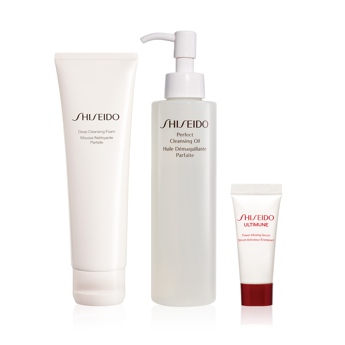 SHISEIDO - DOUBLE CLEANSE ÇİFT AŞAMALI TEMİZLEYİCİ SET - Makyaj Temizleyici Yağı, Yağlı Ciltler İçin Köpüren Temizleyici &Yaşlanmayı Yavaşlatan Serum Seti