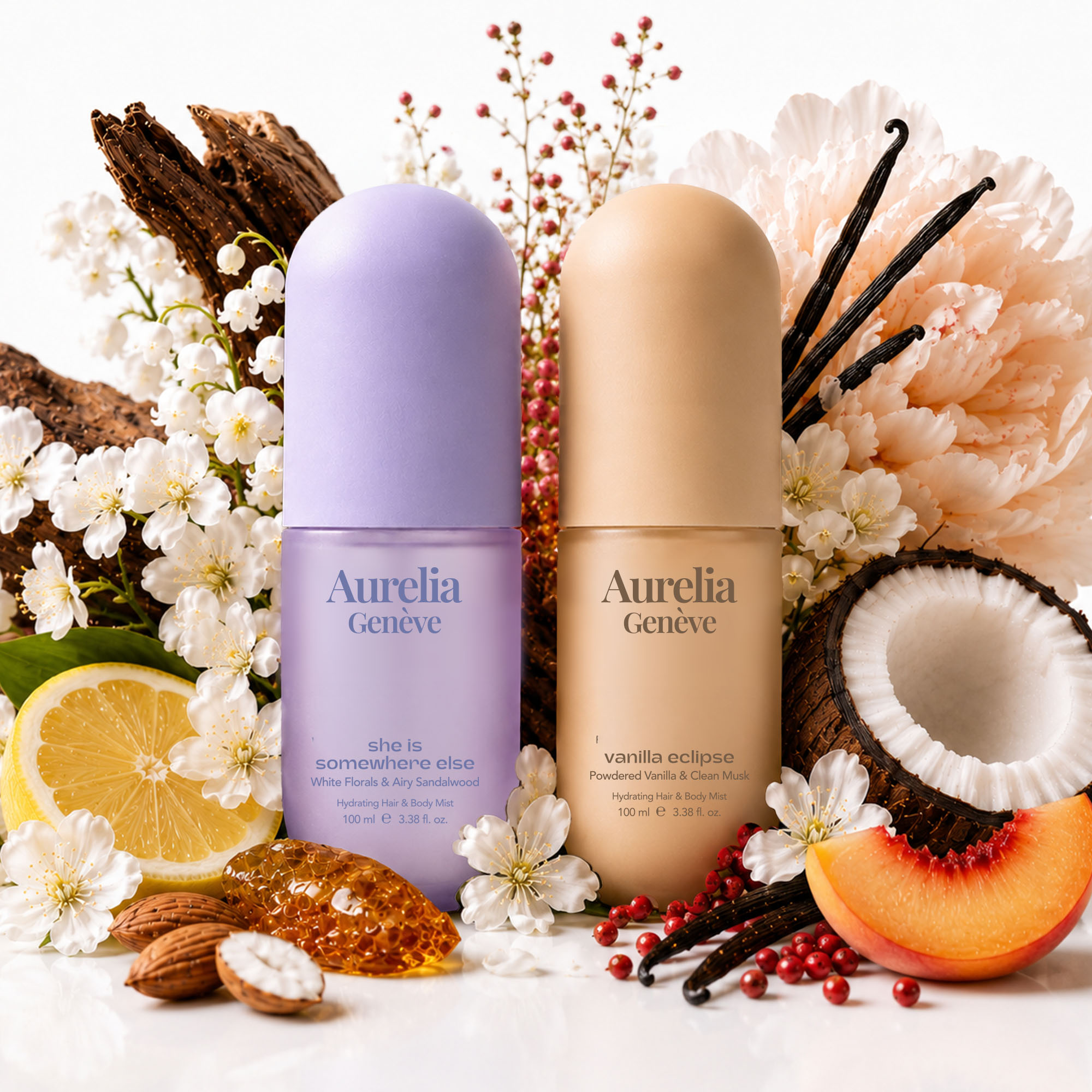 AURELIA GENÈVE - GOLDEN HOUR DUO - Beyaz Çiçekler ve Taze Sandal Ağacı & Pudramsı Vanilya ve Taze Misk Kokulu Saç & Vücut Misti