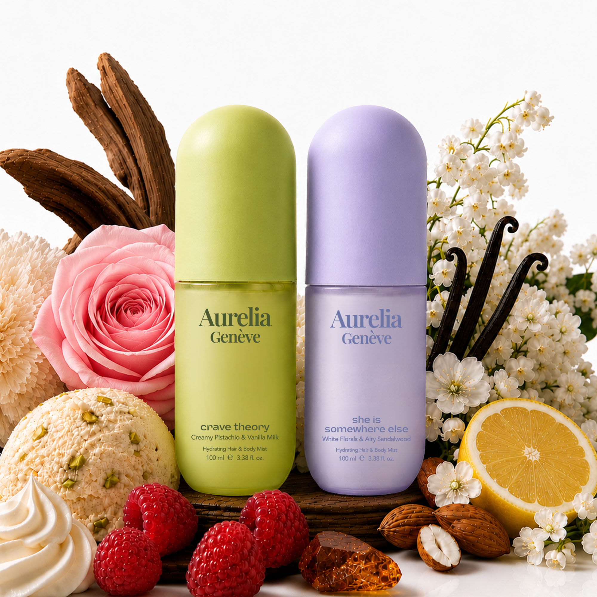 AURELIA GENÈVE - EVERYDAY SIGNATURE DUO - Kremsi Fıstık ve Sütlü Vanilya & Beyaz Çiçekler ve Taze Sandal Ağacı Kokulu Saç & Vücut Misti
