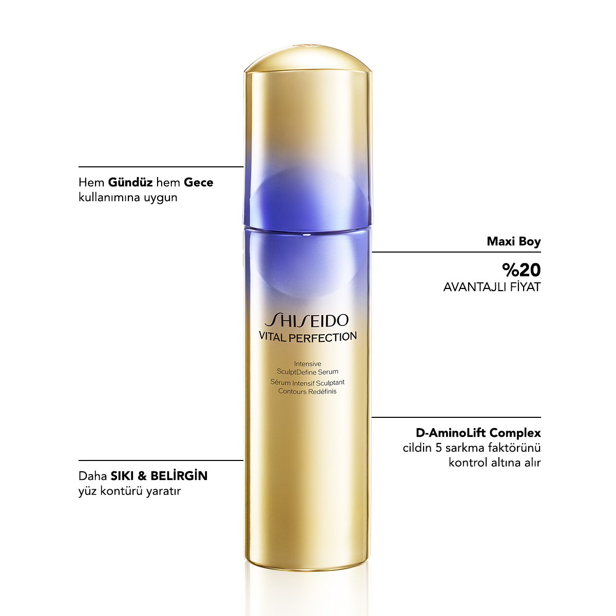 SHISEIDO - VITAL PERFECTION SCULPTDEFINE SERUM - Cildi Sıkılaştıran, Toparlayan ve Aydınlatan, Sarkma Karşıtı Gelişmiş Bakım Serumu 
