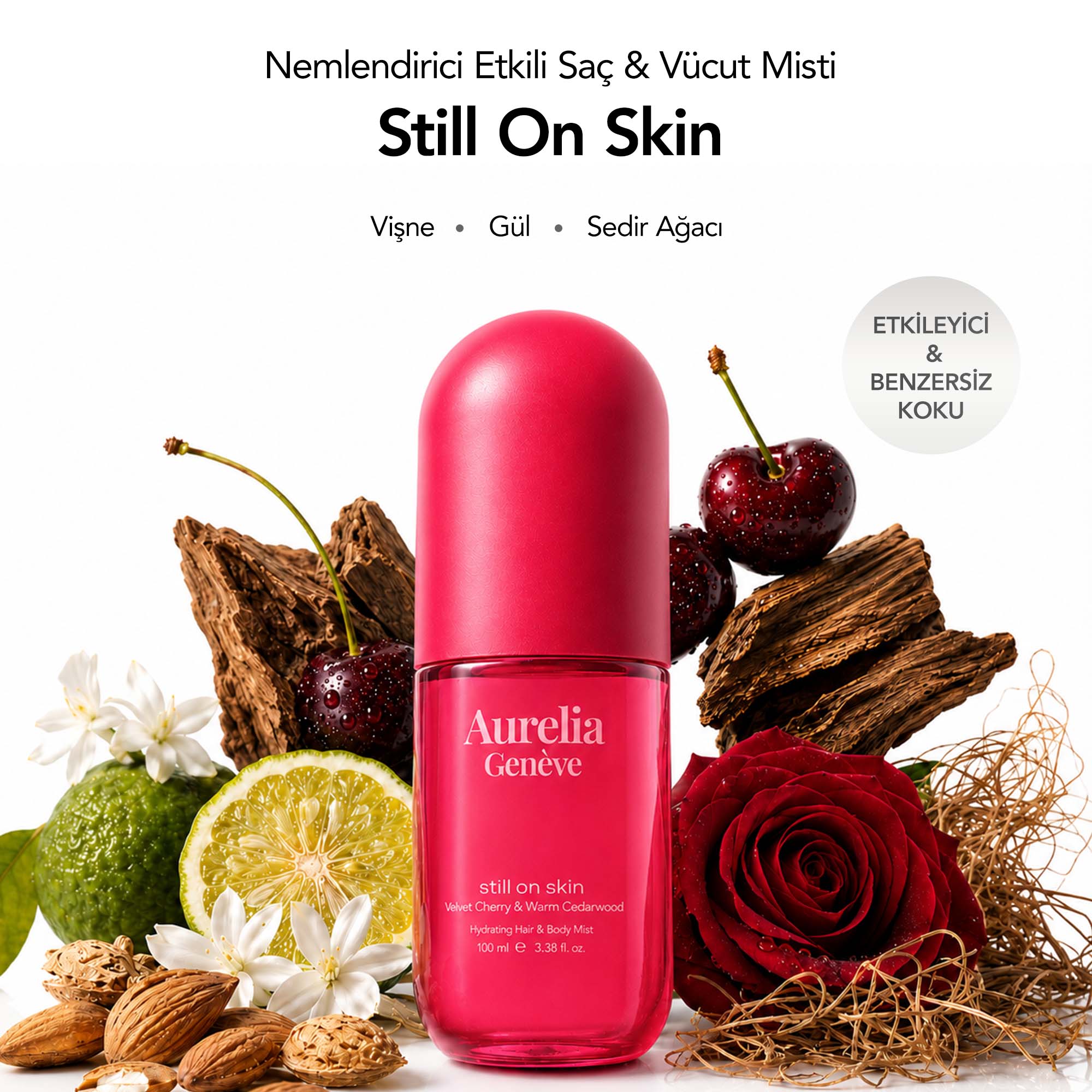 AURELIA GENÈVE - HYDRATING HAIR & BODY MIST STILL ON SKIN  - Nemlendirici Etkili Saç & Vücut Misti - Kadifemsi Vişne ve Sıcak Sedir Ağacı