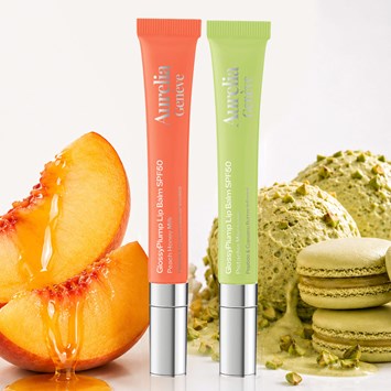 AURELIA GENÈVE - THE SPF FLAVOR DUO - Güneşten Koruyucu & Dolgunlaştırıcı Etkili Altın Işıltılı Şeffaf ve Şeftalimsi Pembe Lip Balm Seti