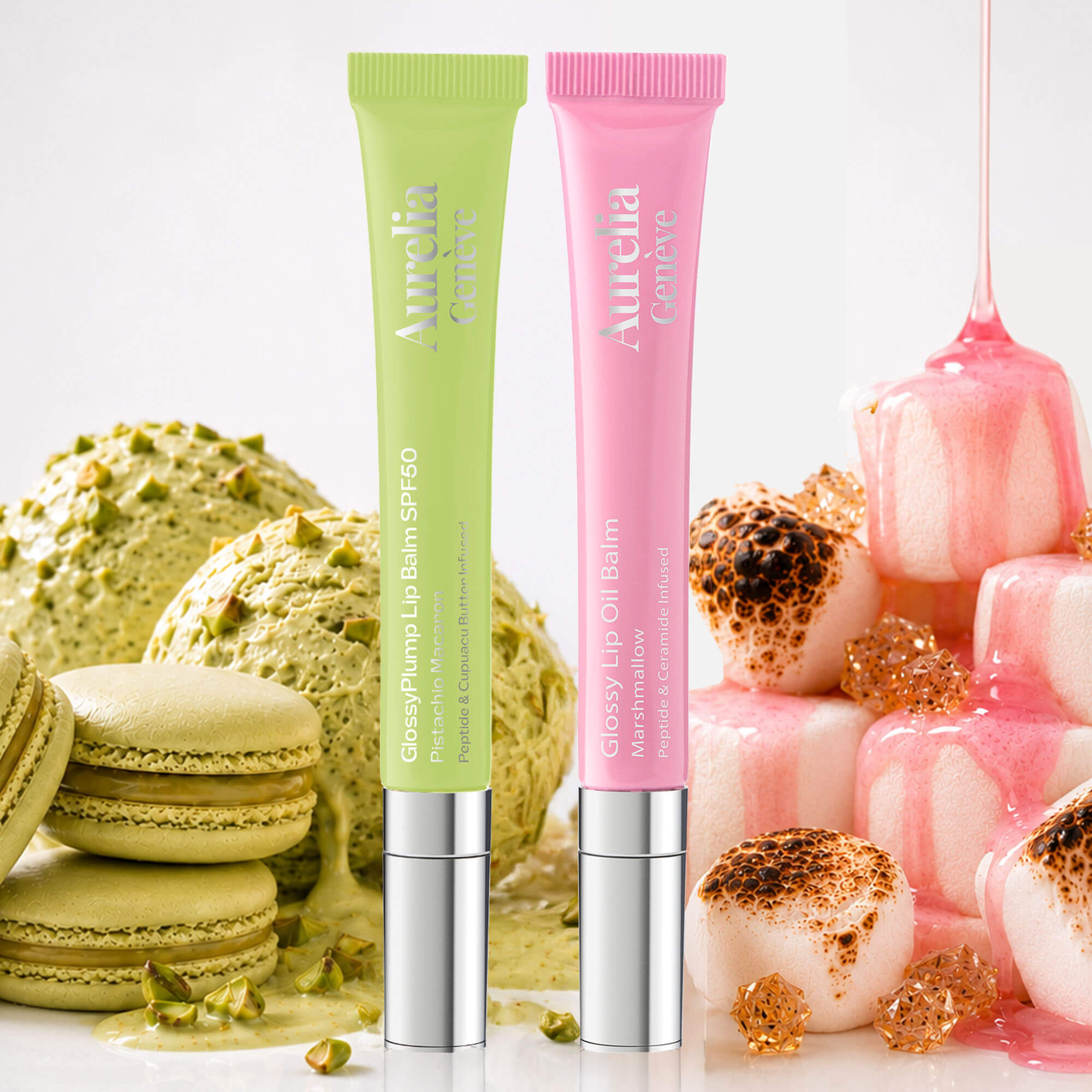 AURELIA GENÈVE - SUNLIT & SOFT SPF LIP ESSENTIAL - Güneşten Koruyucu & Dolgunlaştırıcı, Nemlendirici Etkili İkili Lip Balm Seti ( Soft Pembe & Altın Işıltılı Şeffaf)
