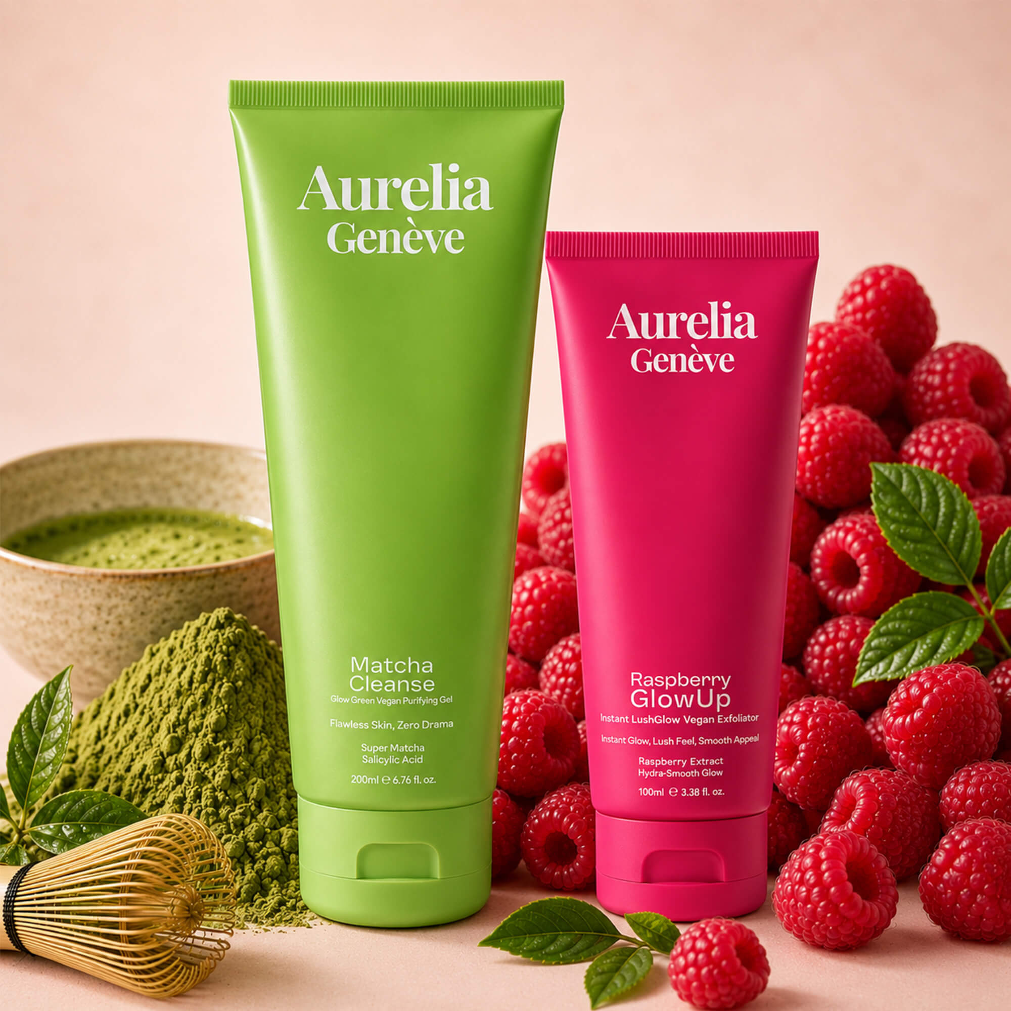AURELIA GENÈVE - CLEAR & GLOW SKIN DUO - Arındırıcı Vegan Yüz Temizleme Jeli & Işıltı Kazandıran Vegan PeelingSeti
