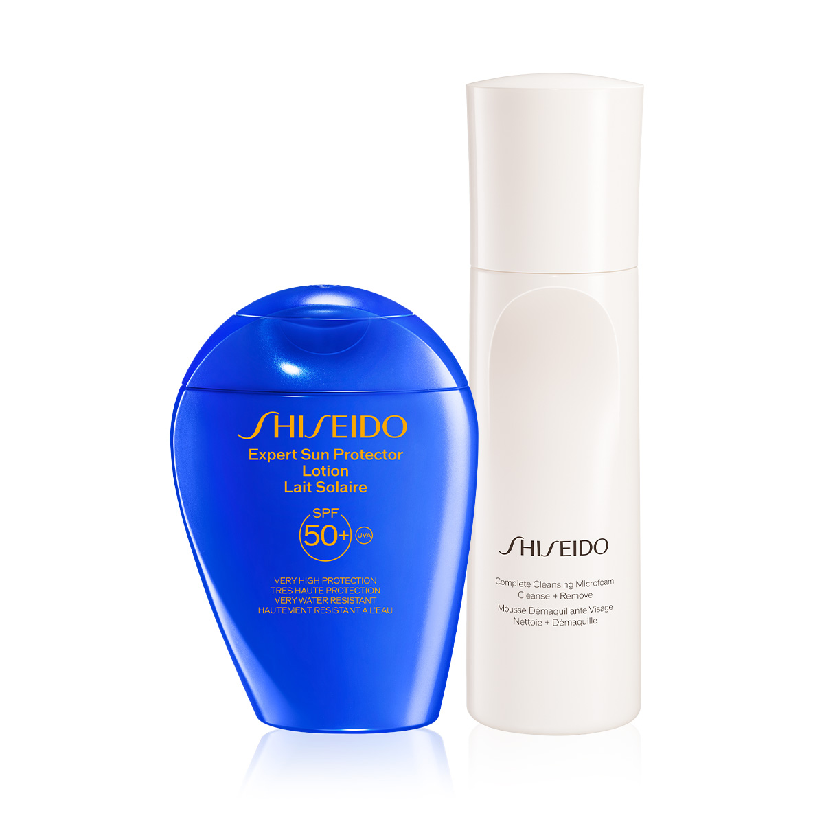 SHISEIDO - PERFECT SPF PROTECTOR LOTION & COMPLETE CLEANSING SET - Suya, Isıya Dayanıklı Güneş Koruyucu Losyon SPF50+ ve Çift Etkili Temizleyici Köpük Seti