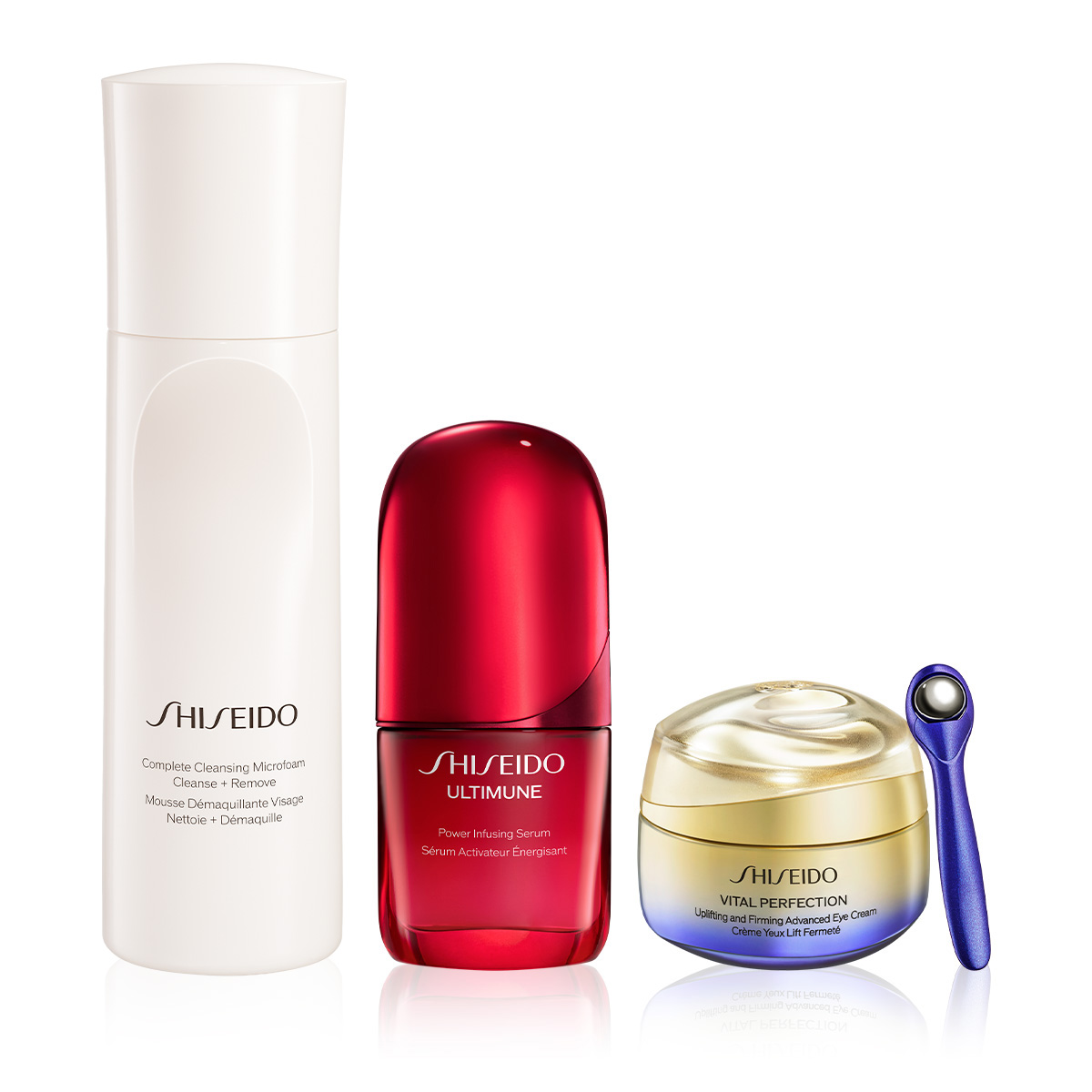 SHISEIDO - VITAL PERFECTION POWER INFUSING CLEANSE & EYE ROUTINE - Retinol İçeren Göz Kremi & Yaşlanmayı Yavaşlatan Serum & Nemlendiren Cilt Temizleyici Köpük Seti