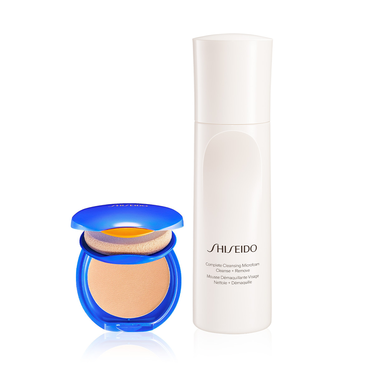 SHISEIDO - DAILY CLEANSE & SUN CARE SET - Cilt Görünümünü Güzelleştiren Güneş Koruyucu Kompakt Fondöten & Etkili Cilt Temizleyici Köpük Seti