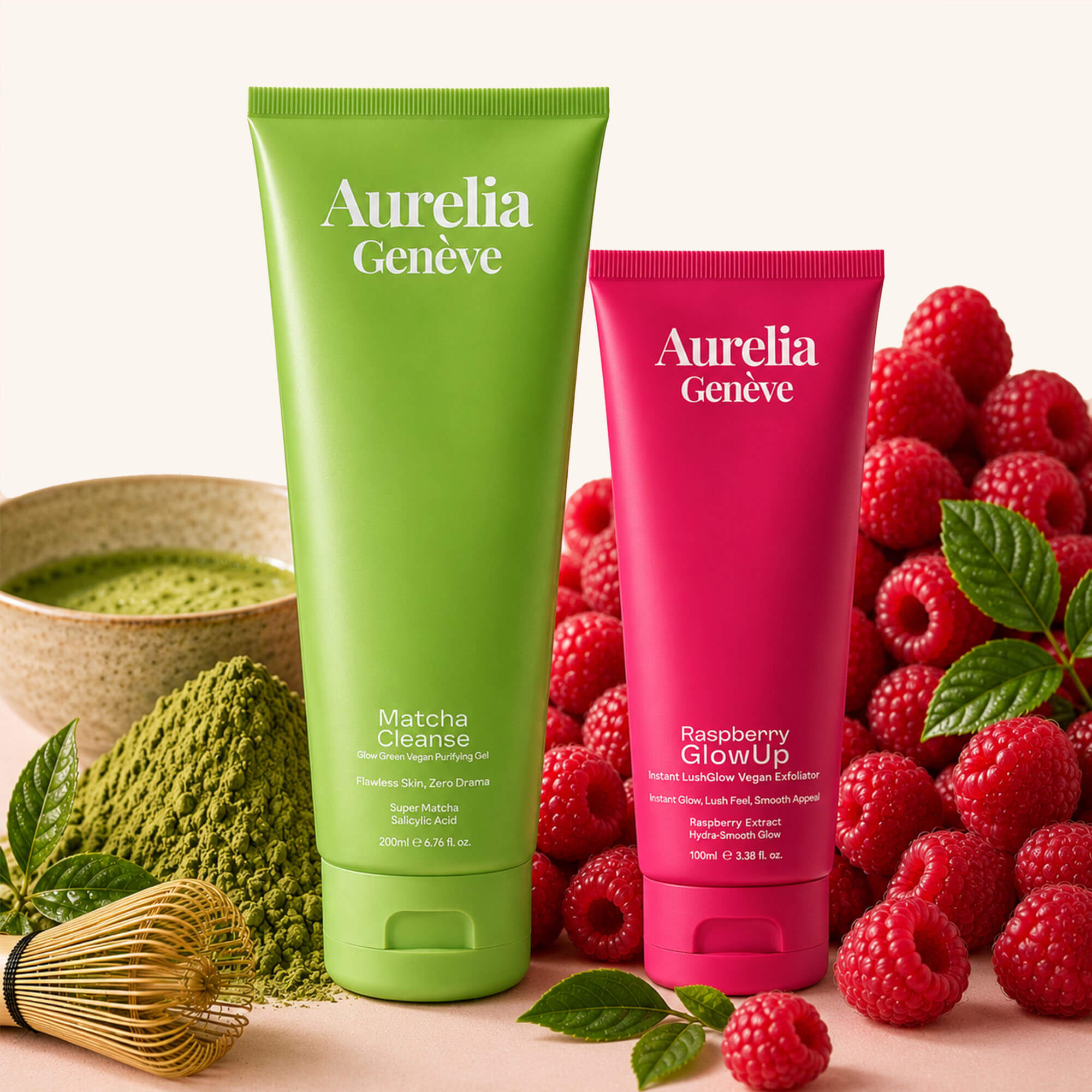 AURELIA GENÈVE - CLEAR & GLOW SKIN DUO - Arındırıcı Vegan Yüz Temizleme Jeli & Işıltı Kazandıran Vegan PeelingSeti