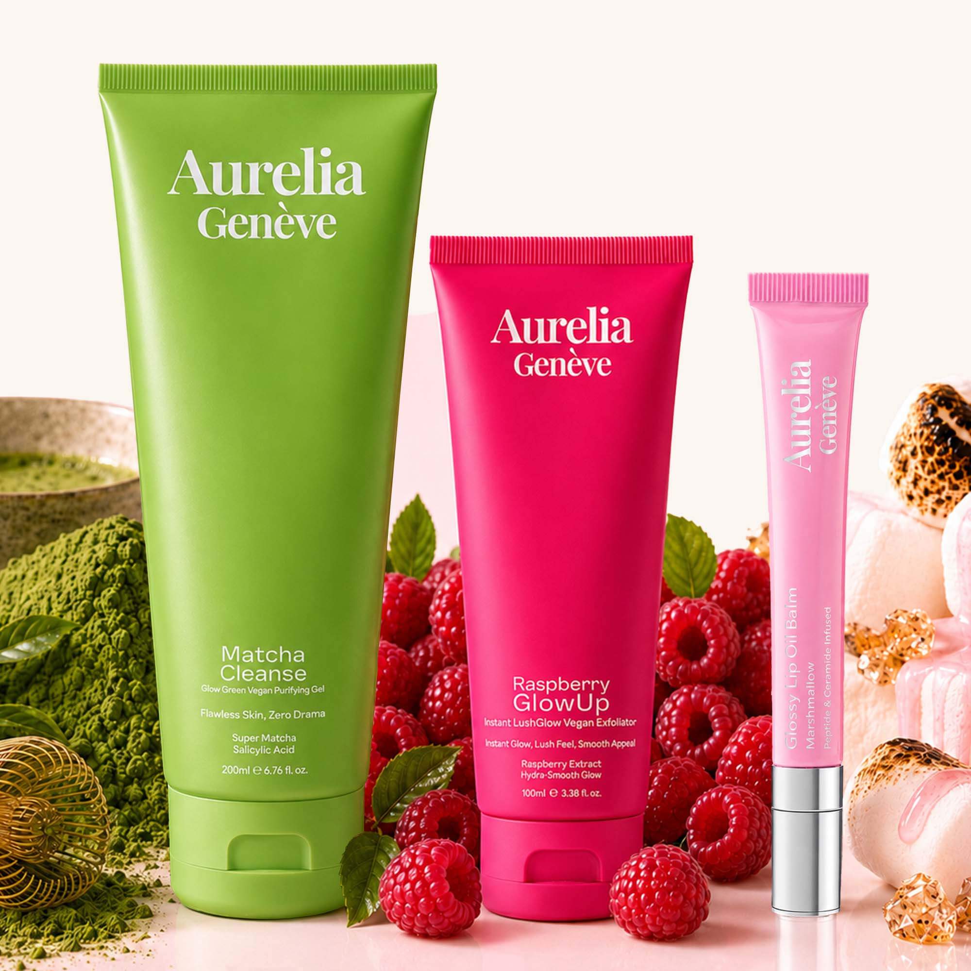 AURELIA GENÈVE - THE MOODBOOST ESSENTIALS SET - Temizleme Jeli, Peeling & Nemlendirici Etkili Lip Balm Seti