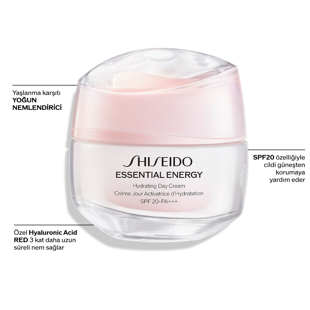 SHISEIDO - ESSENTIAL ENERGY HYDRATING DAY CREAM SPF20 - Hyalüronik Asit İçeren, Yaşlanma Karşıtı & Uzun Süreli Nem Sağlayan Gündüz Kremi