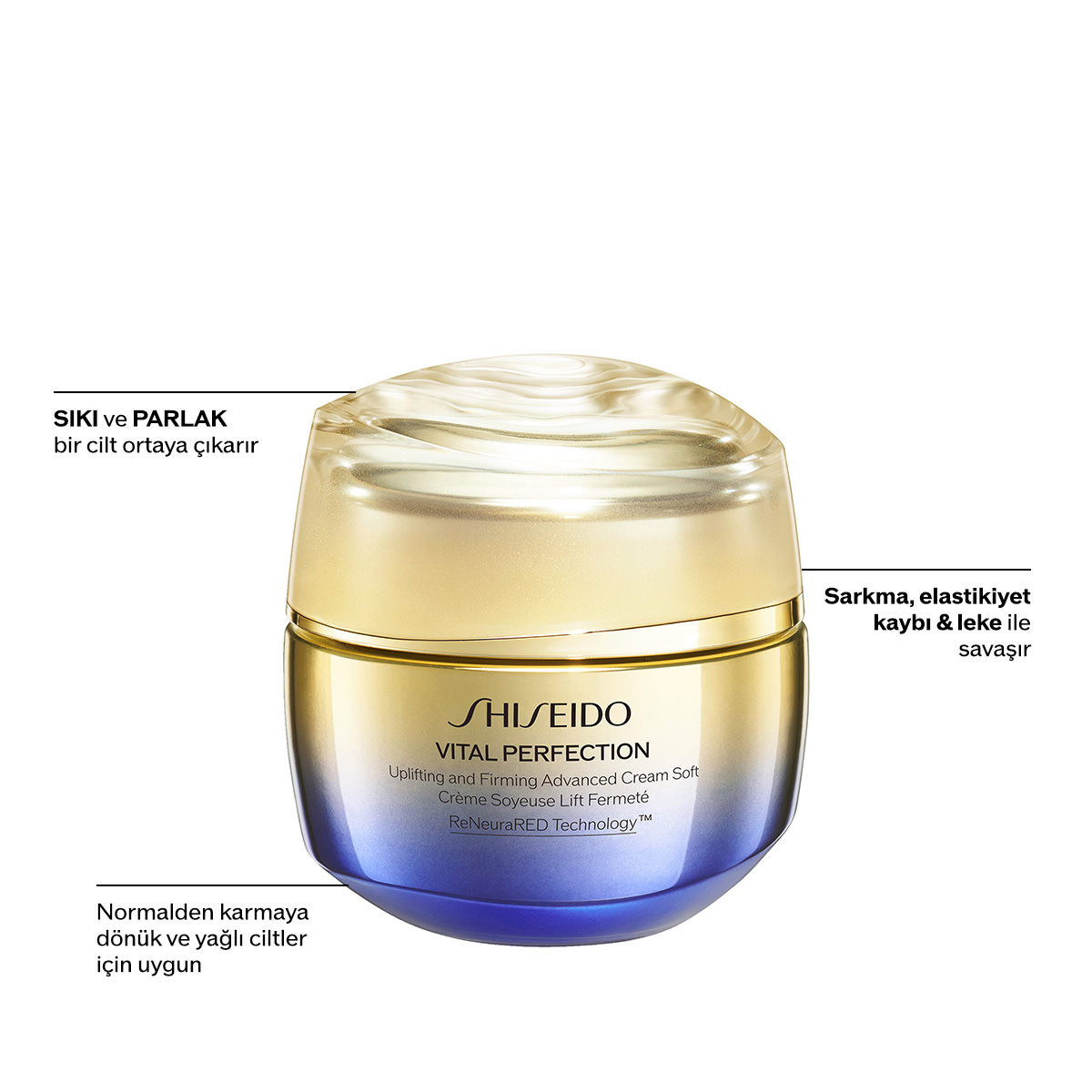 SHISEIDO - VITAL PERFECTION UPLIFTING AND FIRMING ADVANCED SOFT CREAM - Cildi Sıkılaştıran, Toparlayan Yaşlanma Karşıtı Gelişmiş Bakım Kremi – Karma/Yağlı Ciltler