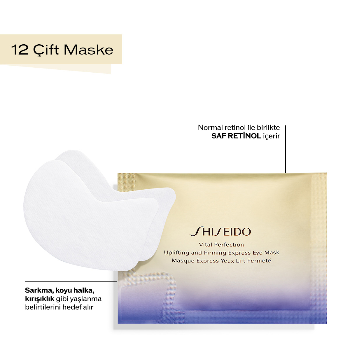 SHISEIDO - VITAL PERFECTION UPLIFTING&FIRMING EXPRESS EYE MASK - Sıkılaştıran ve Toparlayan Anti-Aging Etkili Retinol İçeren Ekspres Göz Çevresi Maskesi -12 Çift