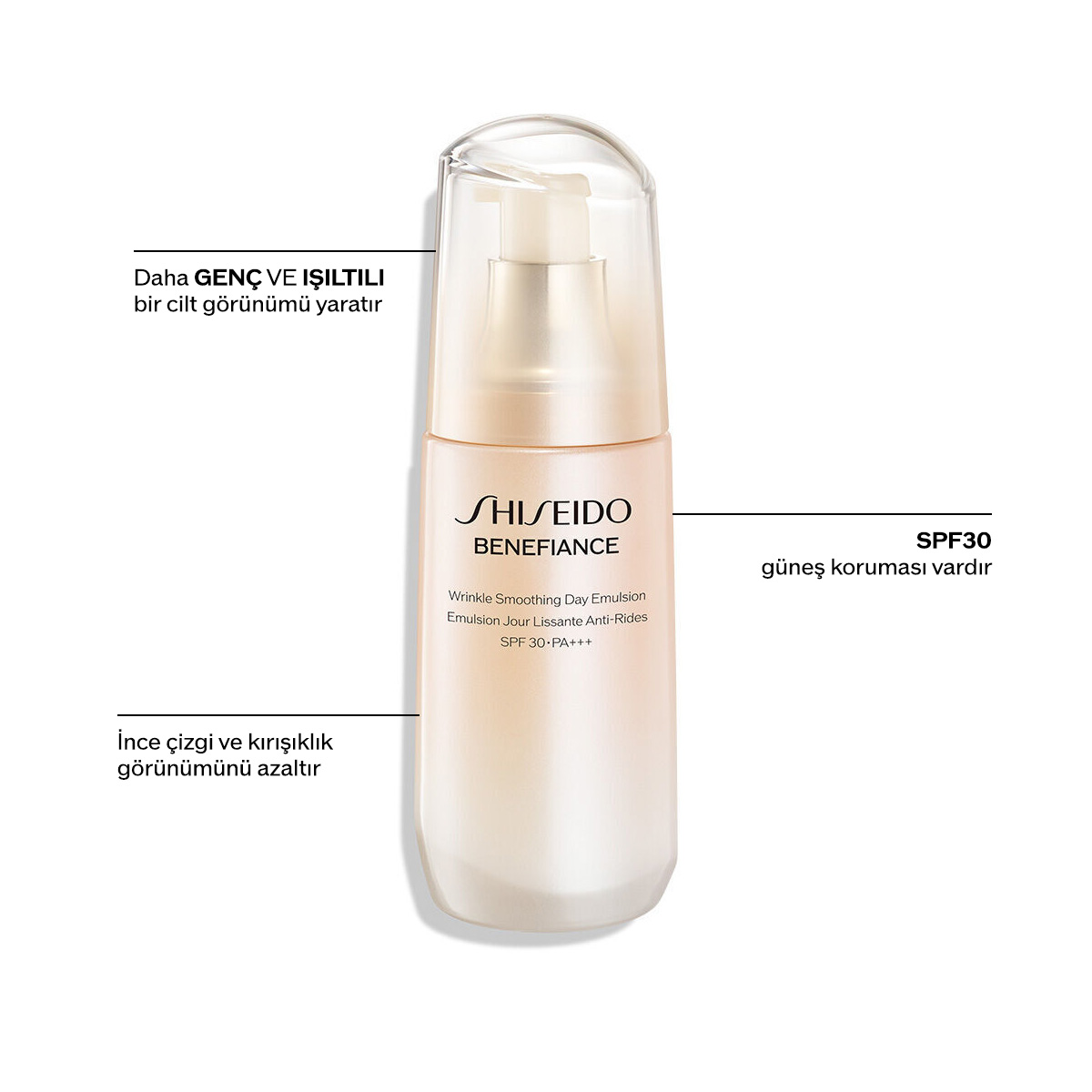 SHISEIDO - BENEFIANCE WRINKLE SMOOTHING DAY EMULSION SPF30 - Kırışıklık Karşıtı Gündüz Emülsiyonu SPF30