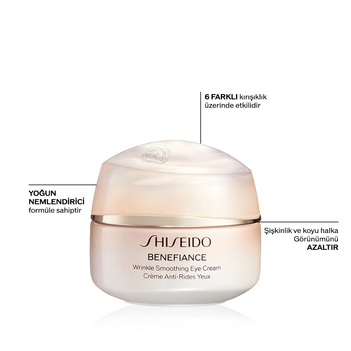 SHISEIDO - BENEFIANCE WRINKLE SMOOTHING EYE CREAM - 5 Farklı Kırışıklıkla Savaşan, Yoğun Nemlendirici & Kremsi Dokuya Sahip Göz Çevresi Bakım Kremi