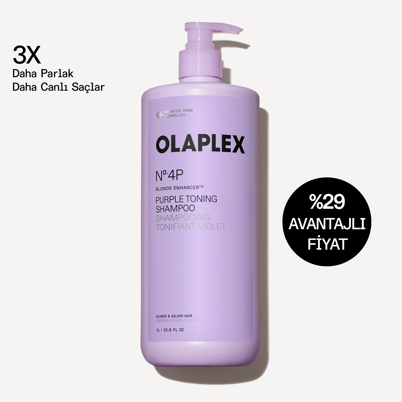 OLAPLEX - No. 4P BLONDE ENHANCER PURPLE TONING SHAMPOO - Renk Koruyucu & Bağ Güçlendirici Mor Şampuan