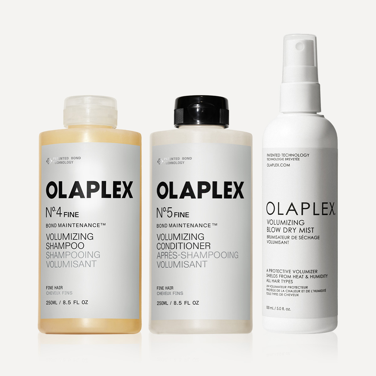 OLAPLEX - FINE VOLUME BOOST - İnce Telli Saçlar İçin Bağ Güçlendirici Şampuan, Saç Kremi & Hacim Veren Sprey Seti