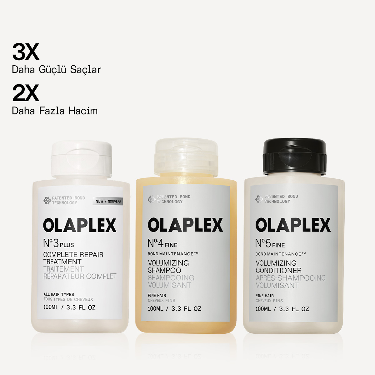 OLAPLEX - FINE BOND MAINTENANCE SYSTEM TRAVEL TRIO - İnce Telli Saçlar İçin Anında Yoğun Onarıcı & Bağ Güçlendirici & Hacim Veren Saç Bakım Seti