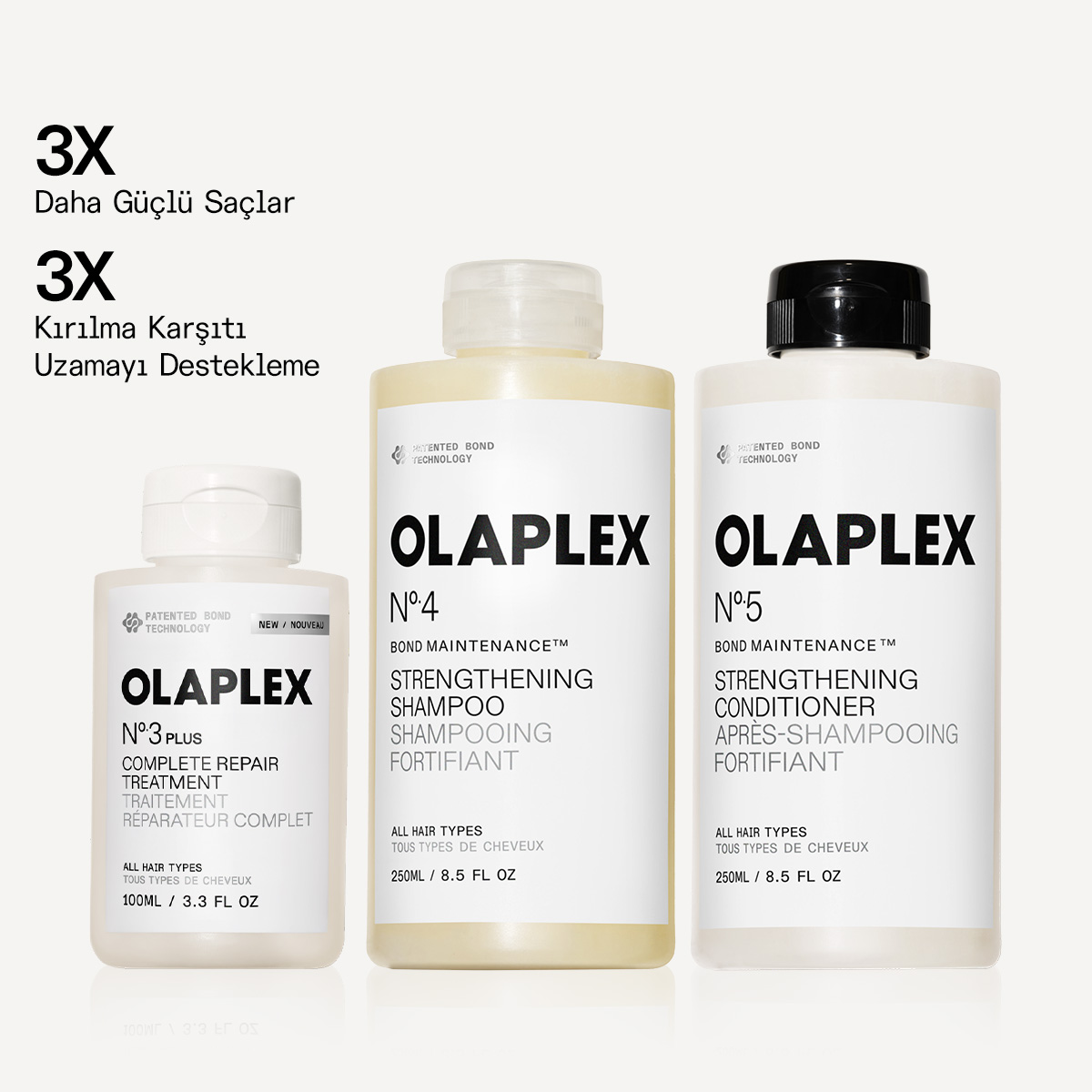 OLAPLEX - BOND MAINTENANCE SYSTEM - Bağ Güçlendirici & Anında Yoğun Onarıcı Üçlü Bakım Seti