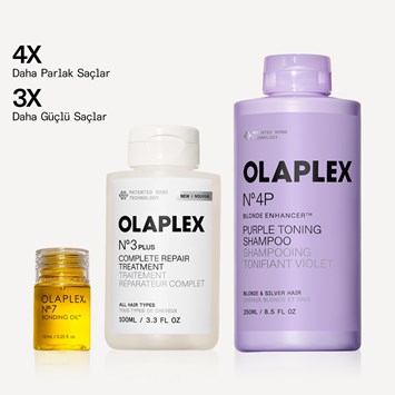 OLAPLEX - STRONG BLONDES & GREYS KIT - Sarı & Gri Saçların Rengini Koruyan & Parlaklaştıran & Bağ Güçlendirici Saç Bakım Seti
